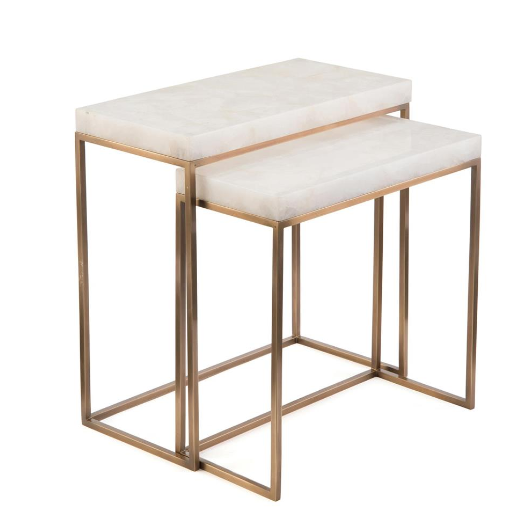 Calcite and Antique Brass Nesting Table- Small: 22