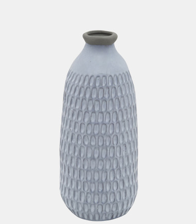 Blue Ceramic Organic Dimpled Vase,12