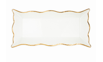 Chateau Rectangle Serving Platter, Clear/Gold, 17.1x1x1,5x8.5