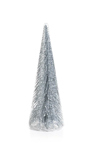 Glass Tree w/ Silver Glitter- M 9.75