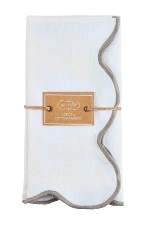 Gray Scallop Napkins- Set of 4