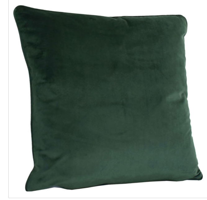 Iris Velvet Pillow, Performance Fabric, Dark Green