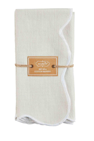 White Scallop Napkins- Set of 4
