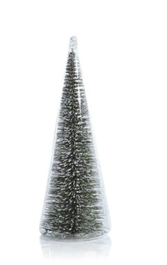 Glass Tree w/ Green Glitter- S 8