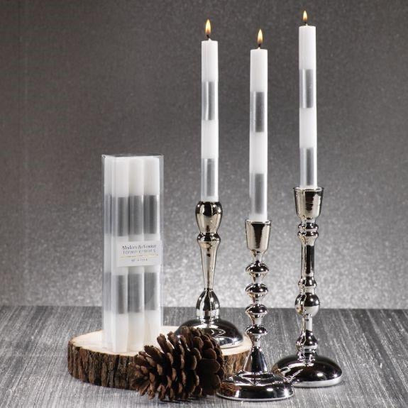 Modern Festive Taper Candles S/6-Silver