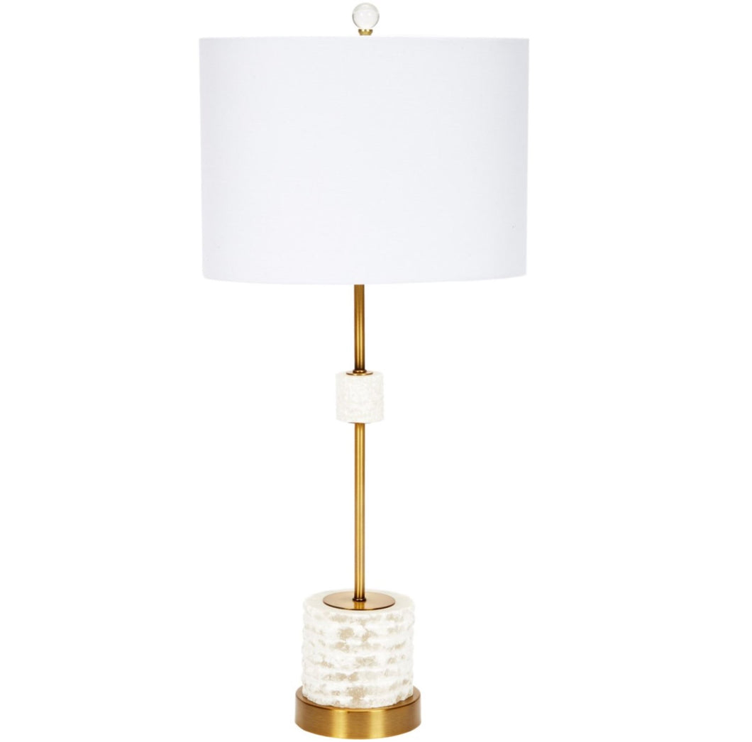 Eileen Alabaster Buffet Lamp w/ White Linen Shade