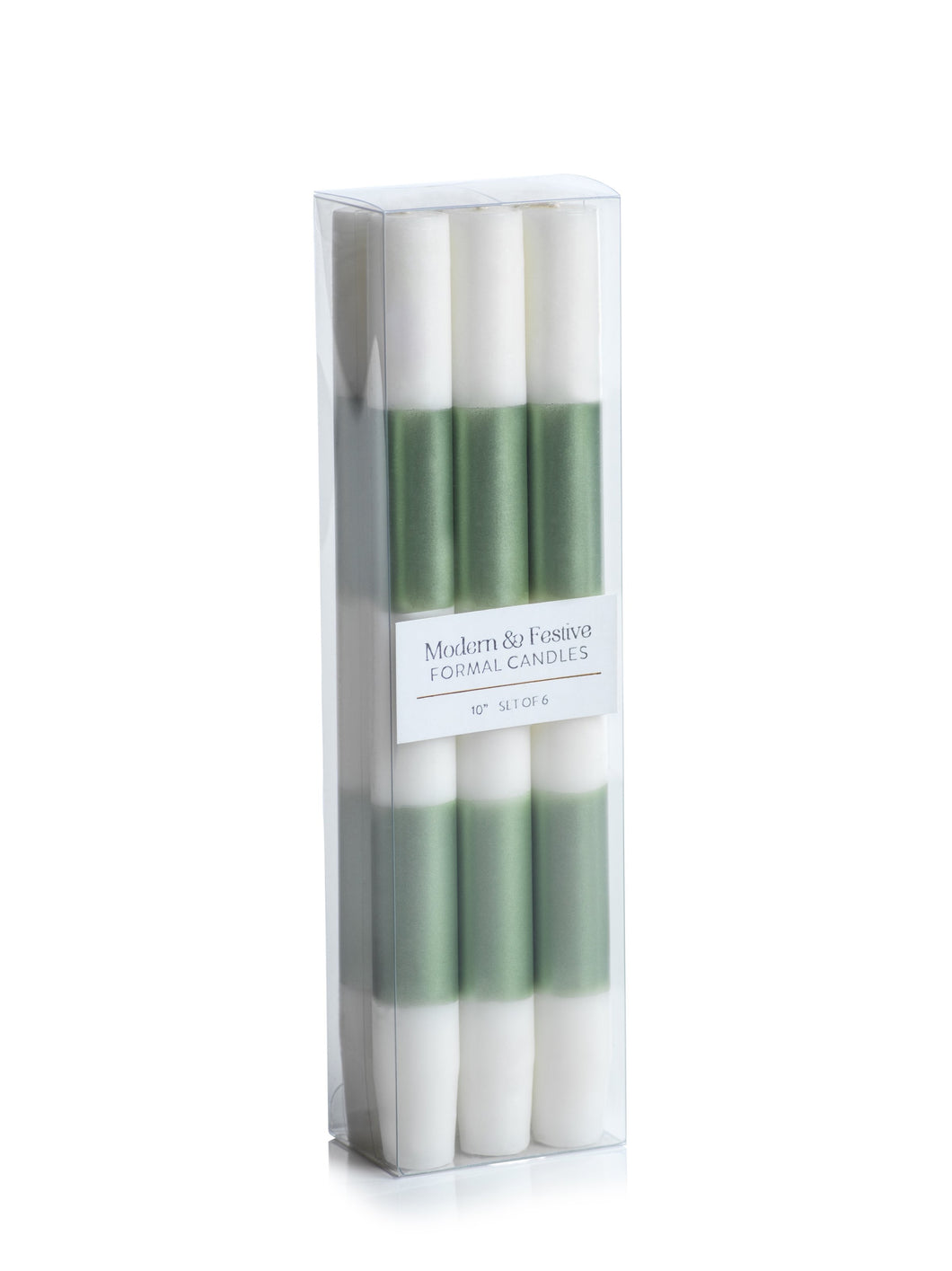 Modern Festive Taper Candles S/6-Green