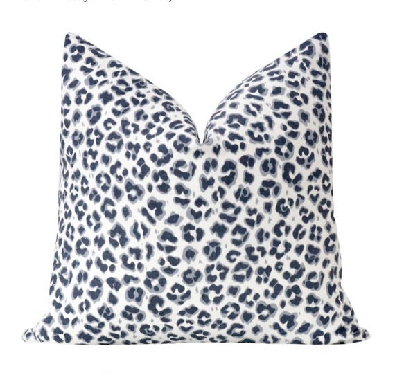 Navy Cougar Linen Pillow 22”