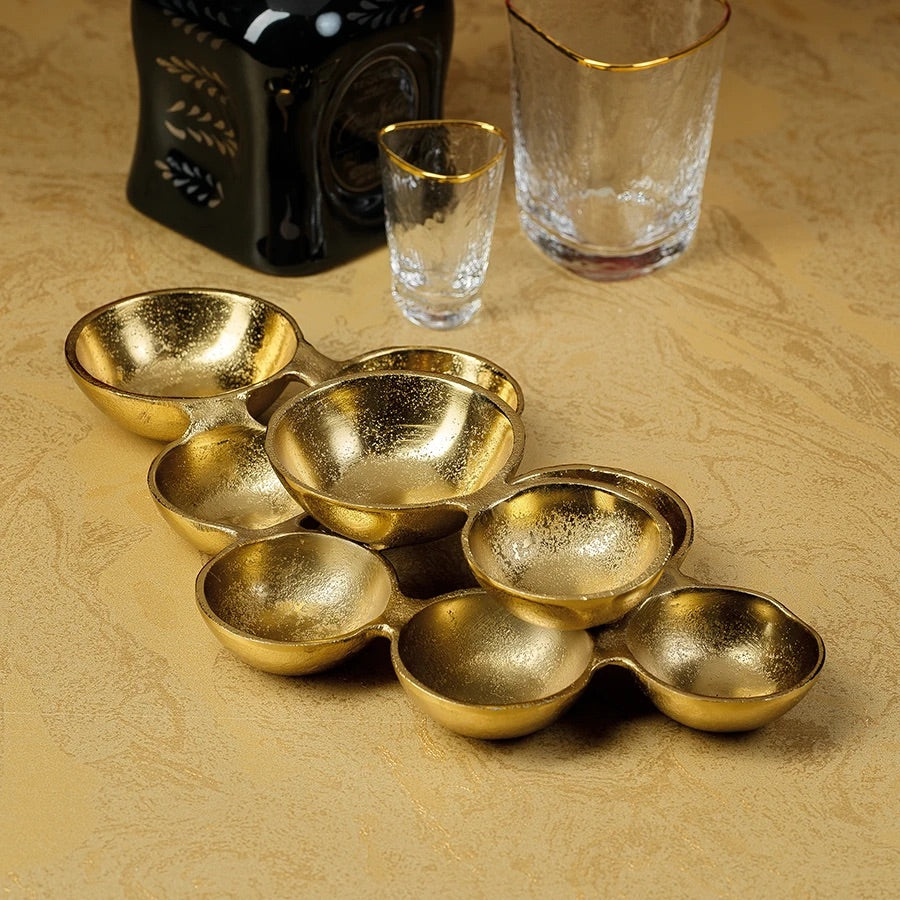 Cluster of 8 Gold Serving Bowl