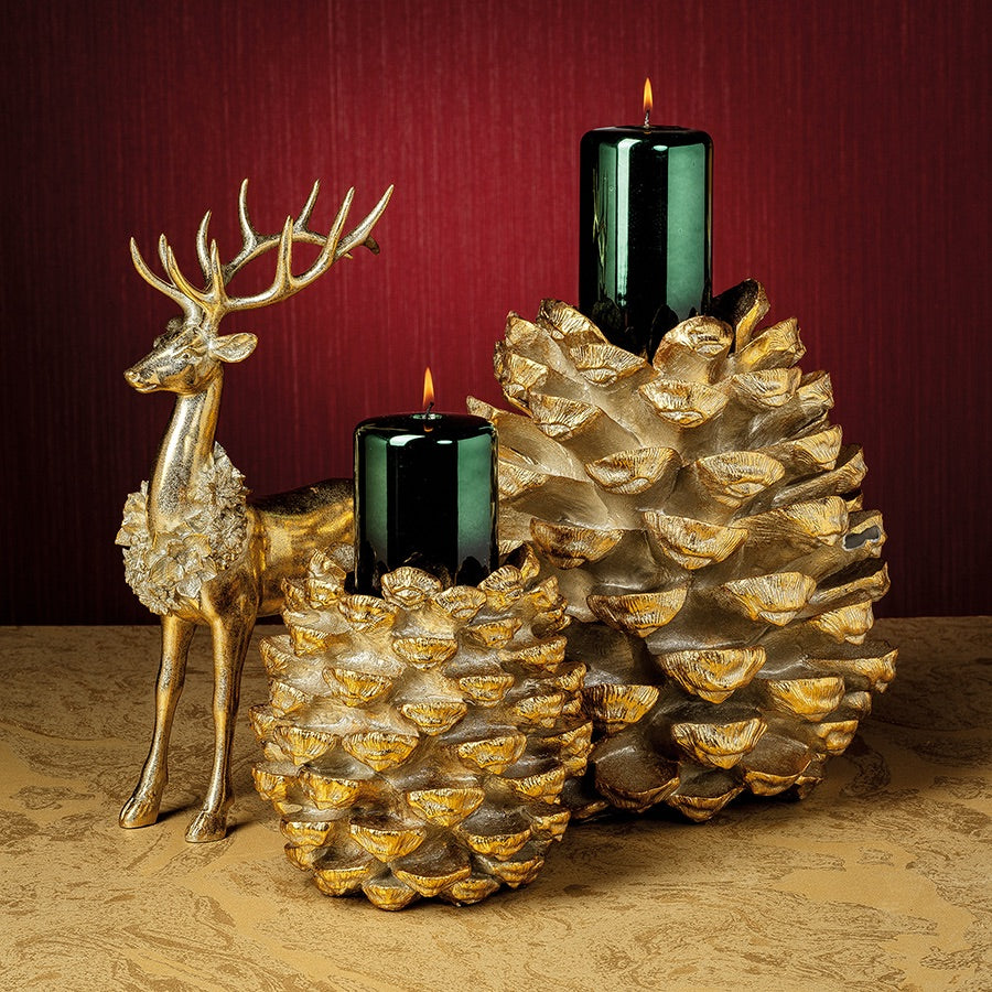 Golden Pinecone Pillar Holder-LG