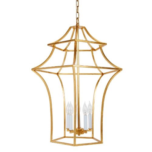 Claudia Gold Leaf Pagoda Chandelier