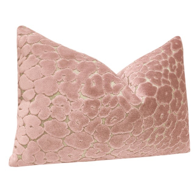 Leopard Cut Velvet Pillow-Pink Peony 14x24”