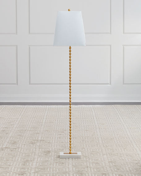 Jana Gold Ball Floor Lamp w/ White Linen Shade