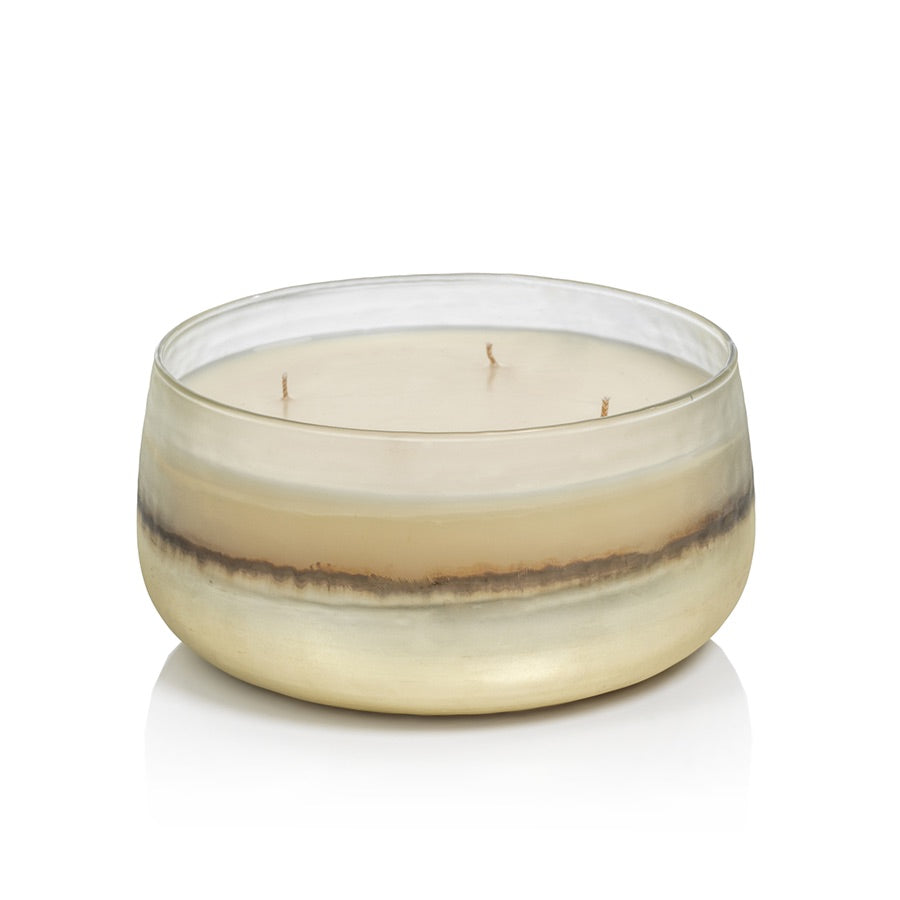 Tonal Metallic Scented Candle Bowl - Large - White Smoke & Silver