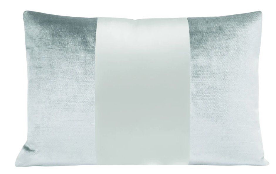 Faux Silk Velvet Spa Blue Lumbar 12x18”