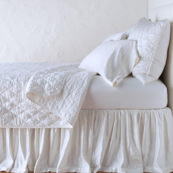 Luna King Coverlet-White w/ Charmeuse Edge