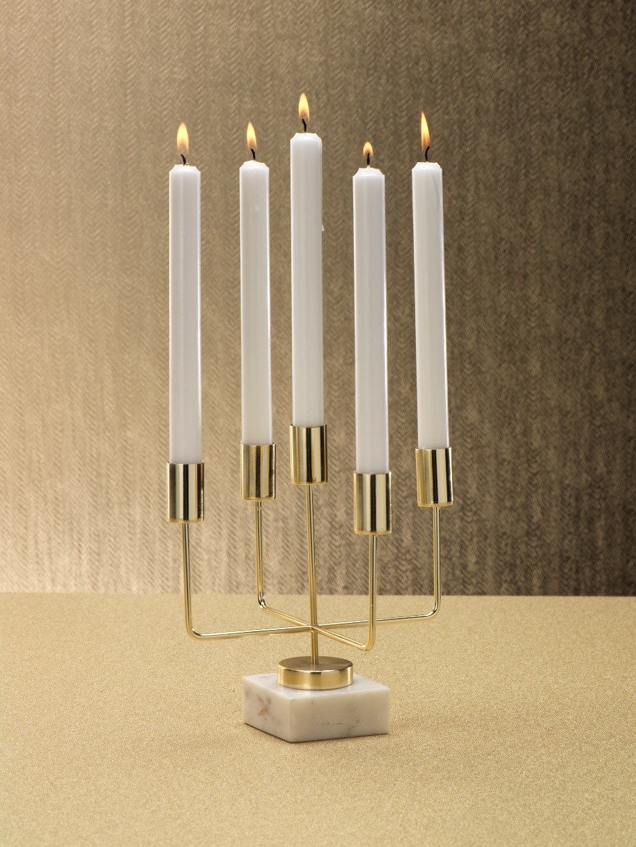 Celine Five Tier Brass & Marble Taper Holder