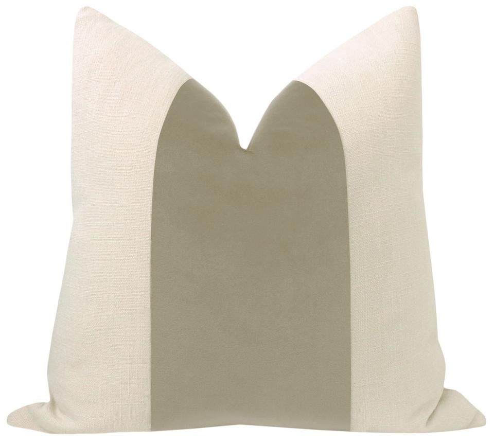 Stripe Velvet Pillow-Stone 22”