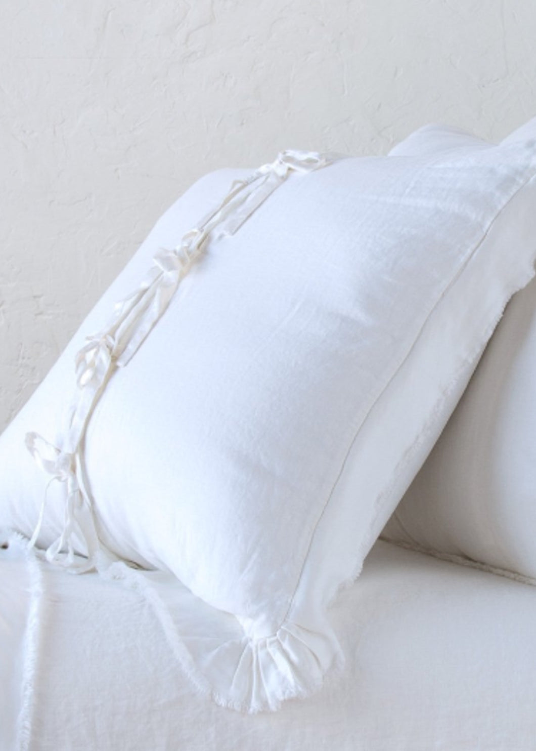 Delphine Deluxe Sham w/ Raw Satin Hem/White
