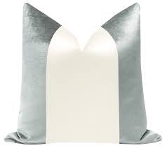 Faux Silk Velvet Pillow French Grey/Alabaster 22”