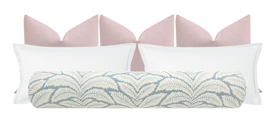 Talavera Queen Bolster Linen Aqua 9x36”
