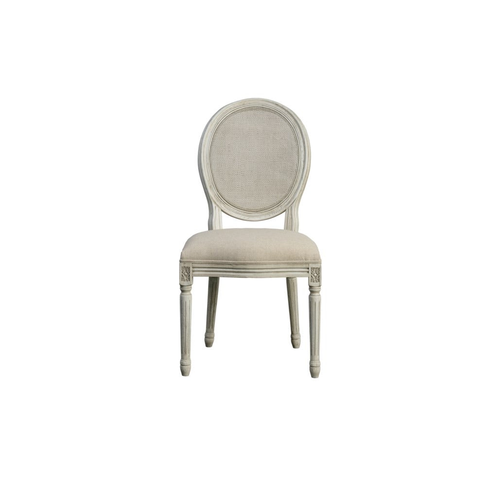 Round Mesh Back Maxwell Cottage White Side Chair