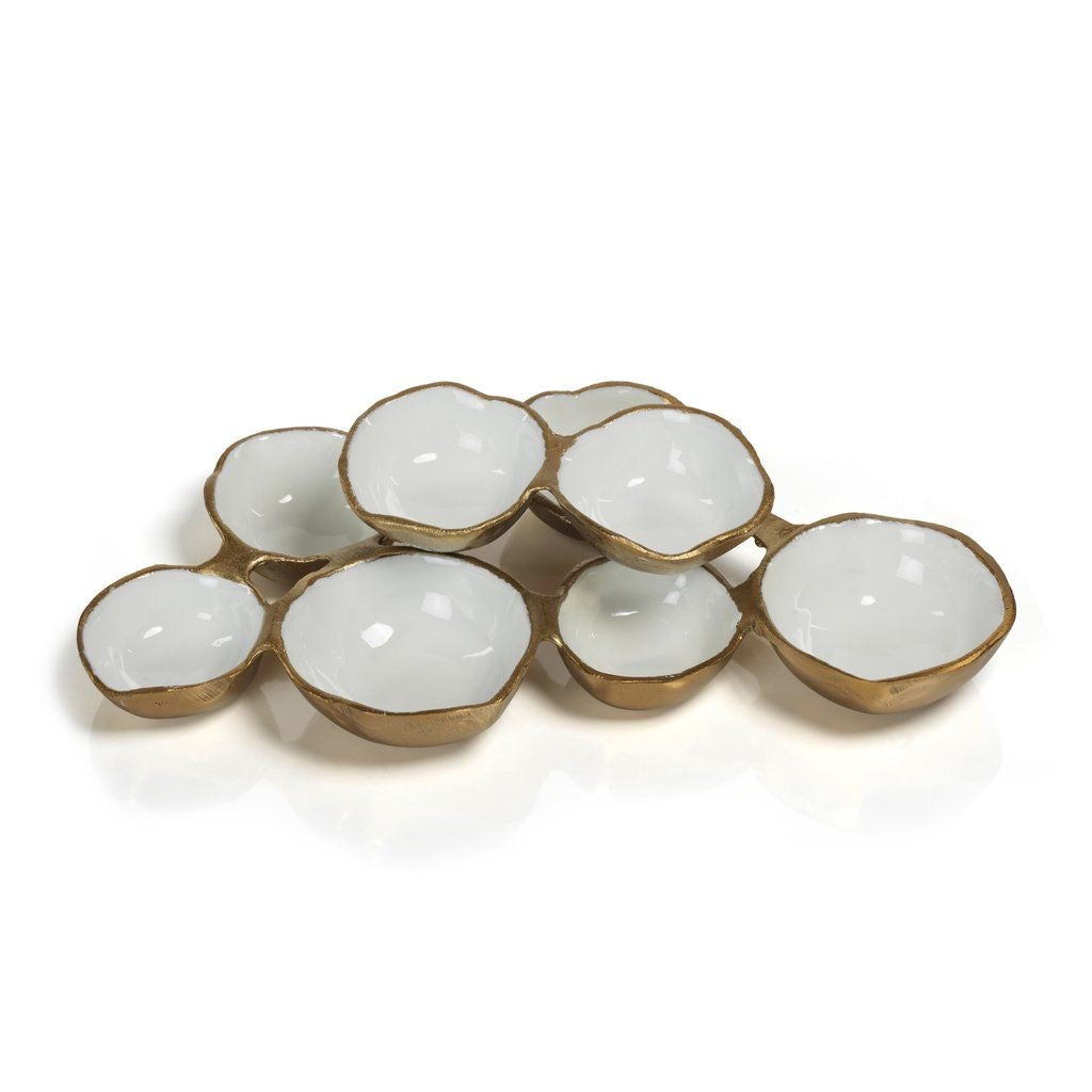 Cluster of 8 Serving Bowls - Gold & White