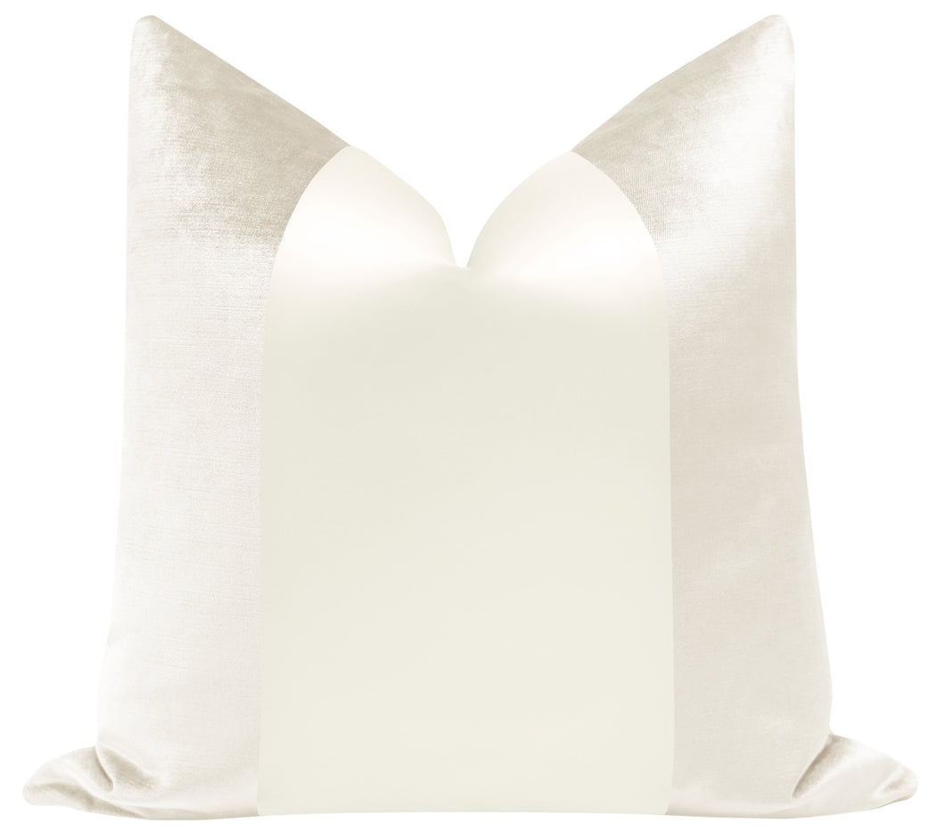 Faux Silk Velvet Panel Pillow Alabaster 22”