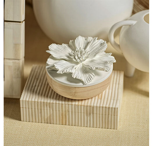 Cosmos Flower Box-Porcelain/Natural Wood
