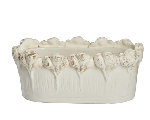 Les Fleur Oval Centerpiece Ivory- Medium