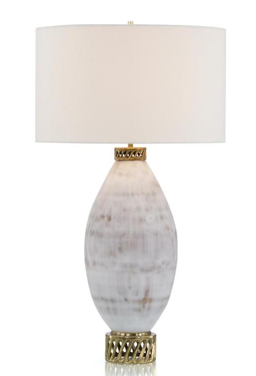 White and Cream Marbled Glass Table Lamp 33