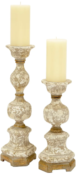 Milan French White & Gold Candle Sticks