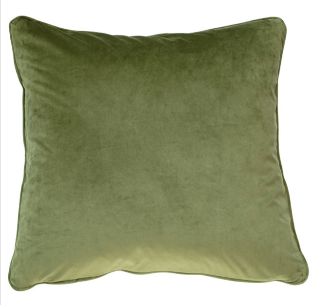 Iris Velvet Pillow , Performance Fabric, Olive Green