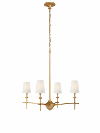 Pippa Large Chandelier in Guild with Linen Shades