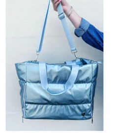 Panorama Puffer Bag- Metallic Blue, Large