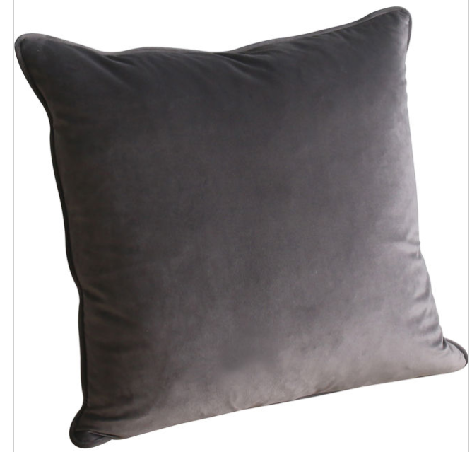 Iris Velvet Pillow, Performance Fabric, Sky Grey