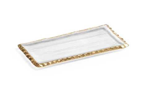 Textured Tray w/ Jagged Gold Rim - Small