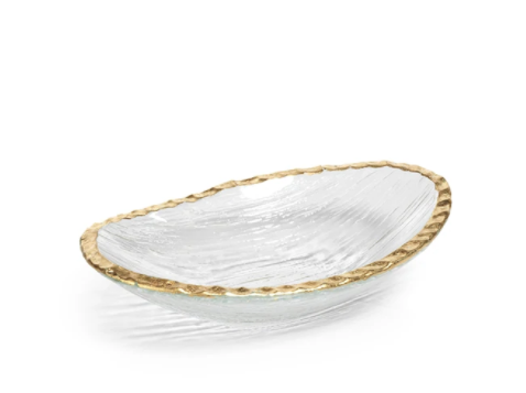 Textured Bowl with Jagged Gold Rim - Small