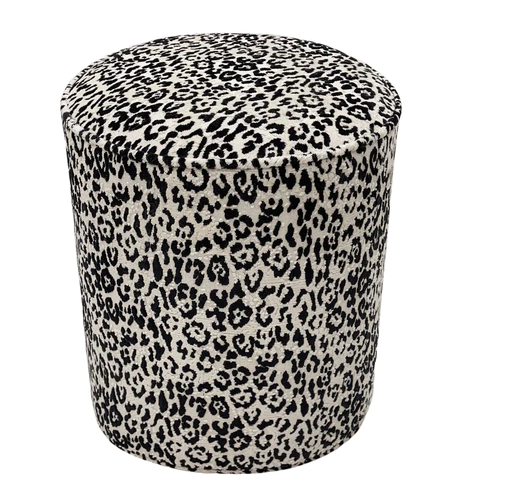 The Tight Round Ottoman- Serengeti Cut Velvet- Snow