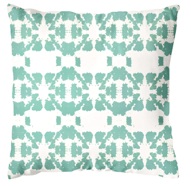Mosaic Turquoise Outdoor Pillow, 22x22