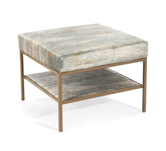Gold Two-Tier Metal Base Ottoman 24.0W 24.0D 18.5H