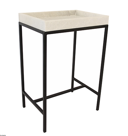 Vargo White Marble Sidetable 24