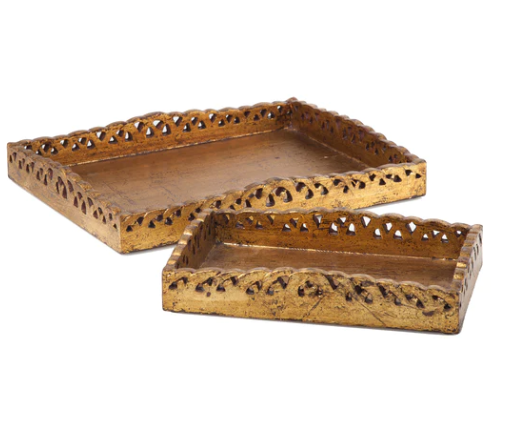 Scalloped Wooden Tray- large