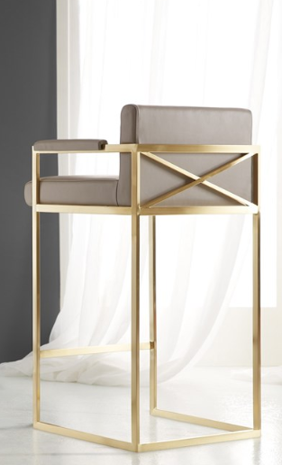 X Barstool - Brass/Grey 21w x 23d x 42h